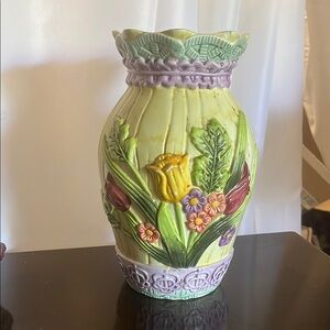 🧼 Green and Purple Ceramic Accent Vase